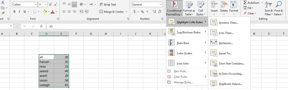 excel-conditional formatting